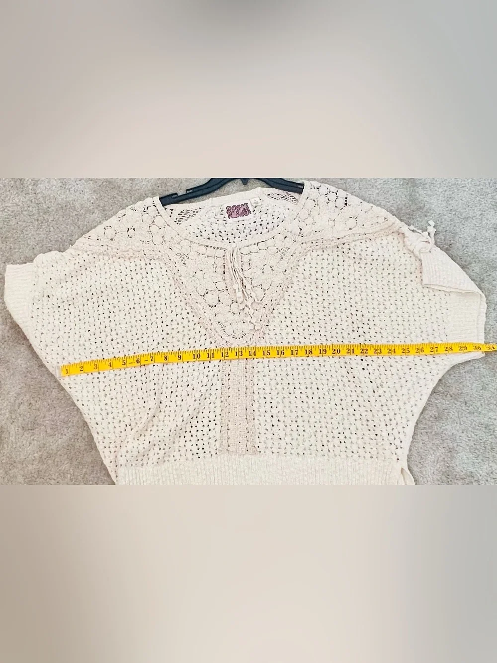Anthropologie Rose Neutra Crochet Pullover Sweater Cream Ivory Boho M